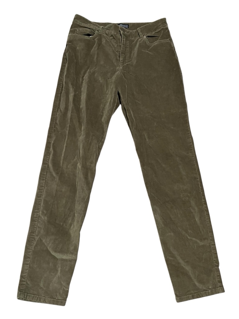 Peruvian Connection Zoe Velveteen Jeans Pants Size 10 Green /Tan